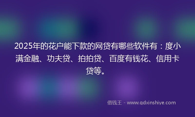 2025年的花户能下款的网贷有哪些软件有：度小满金融、功夫贷、拍拍贷、百度有钱花、信用卡贷等。
