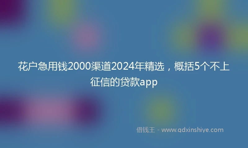 花户急用钱2000渠道2024年精选，概括5个不上征信的贷款app