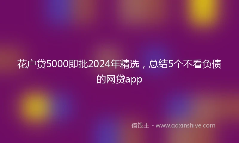 花户贷5000即批2024年精选，总结5个不看负债的网贷app