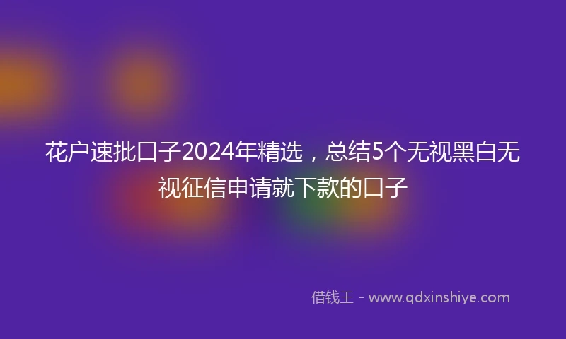 花户速批口子2024年精选，总结5个无视黑白无视征信申请就下款的口子