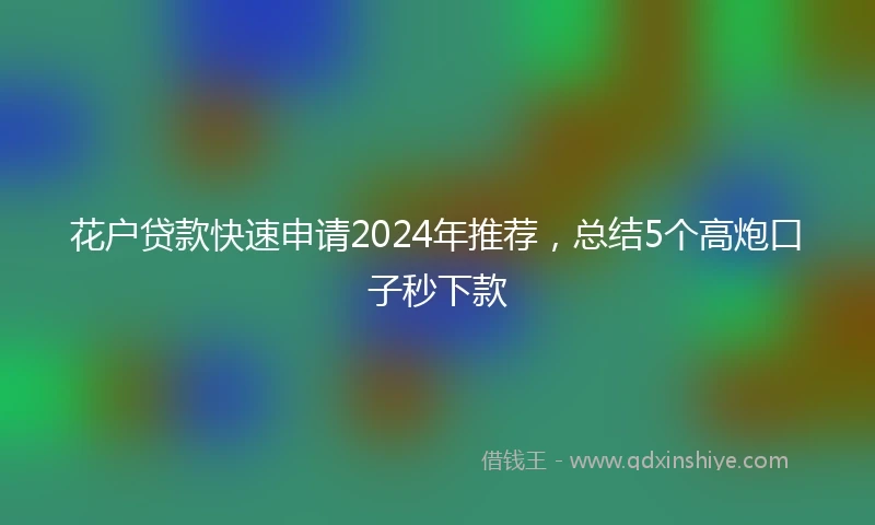 花户贷款快速申请2024年推荐，总结5个高炮口子秒下款