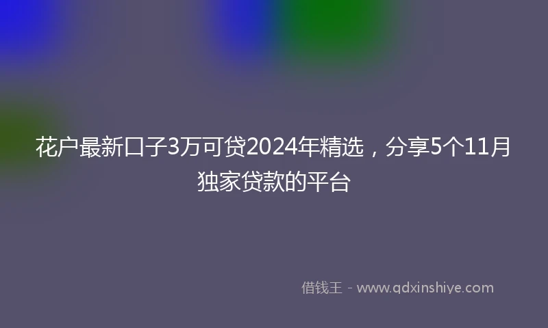 花户最新口子3万可贷2024年精选，分享5个11月独家贷款的平台