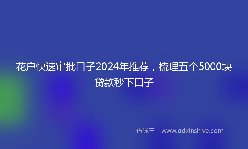 花户快速审批口子2024年推荐，梳理五个5000块贷款秒下口子