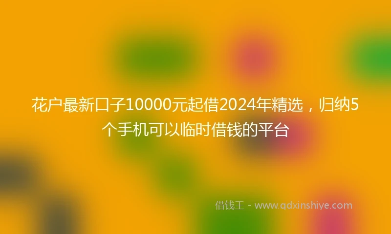 花户最新口子10000元起借2024年精选，归纳5个手机可以临时借钱的平台
