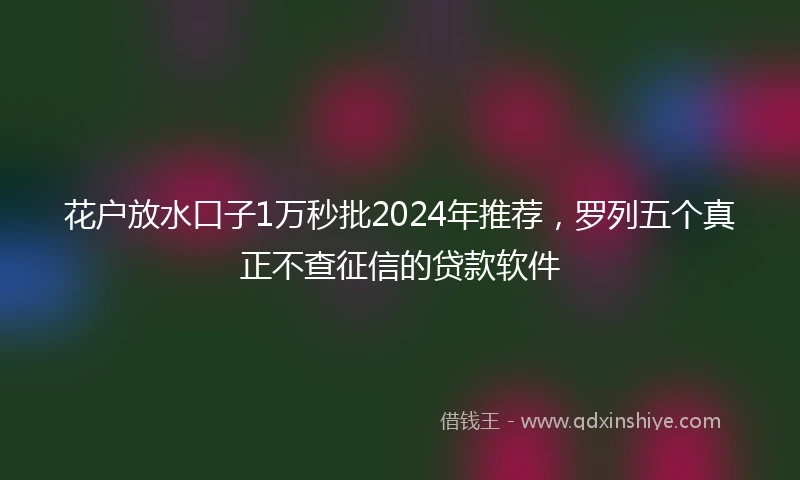 花户放水口子1万秒批2024年推荐，罗列五个真正不查征信的贷款软件
