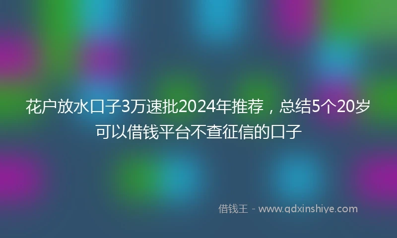 花户放水口子3万速批2024年推荐，总结5个20岁可以借钱平台不查征信的口子