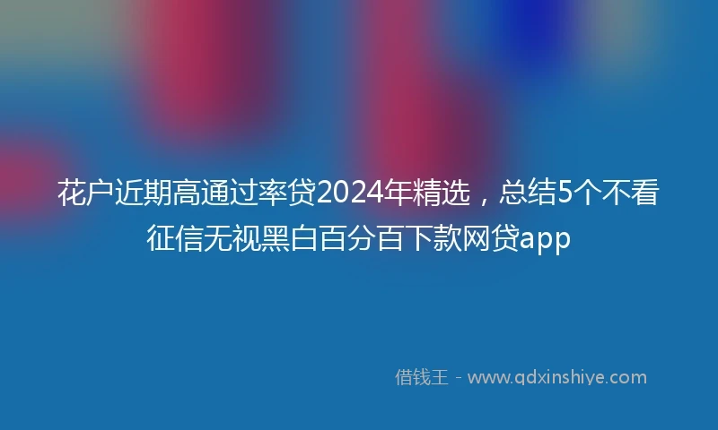 花户近期高通过率贷2024年精选，总结5个不看征信无视黑白百分百下款网贷app