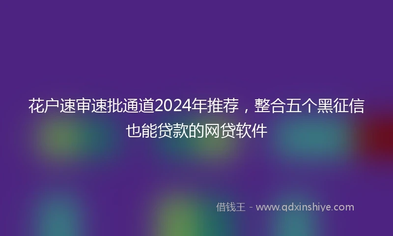 花户速审速批通道2024年推荐，整合五个黑征信也能贷款的网贷软件