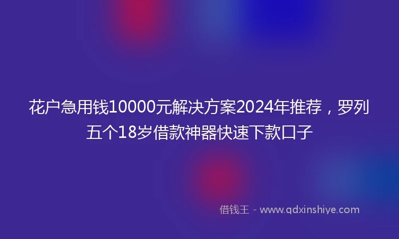 花户急用钱10000元解决方案2024年推荐，罗列五个18岁借款神器快速下款口子