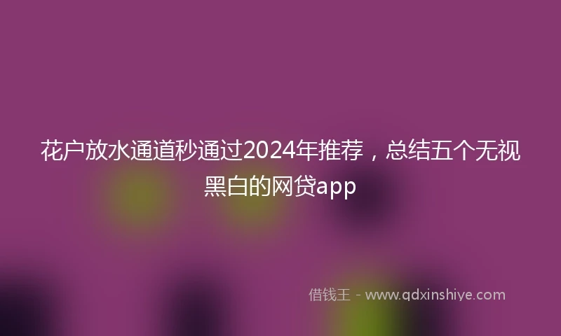 花户放水通道秒通过2024年推荐，总结五个无视黑白的网贷app