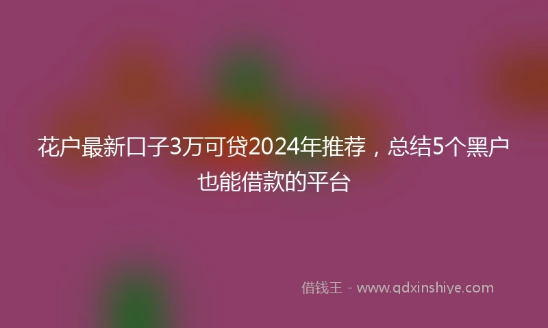 花户最新口子3万可贷2024年推荐，总结5个黑户也能借款的平台