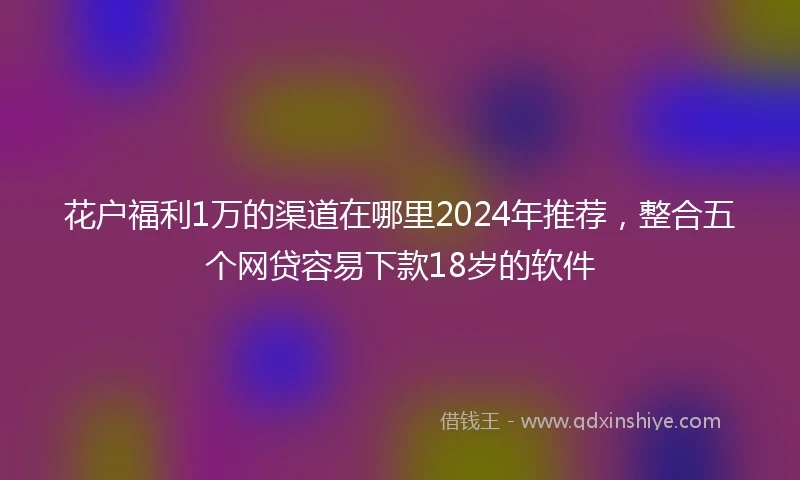 花户福利1万的渠道在哪里2024年推荐，整合五个网贷容易下款18岁的软件