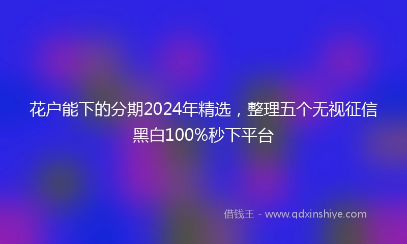 花户能下的分期2024年精选，整理五个无视征信黑白100%秒下平台