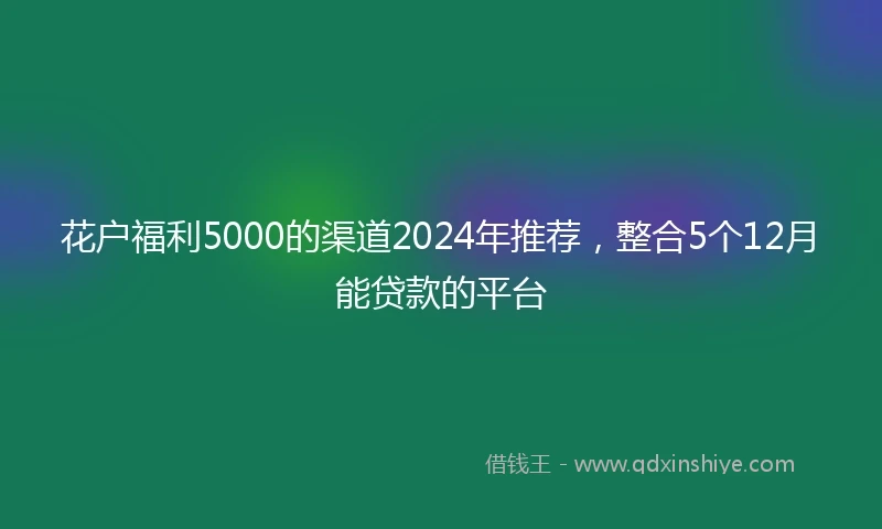 花户福利5000的渠道2024年推荐，整合5个12月能贷款的平台