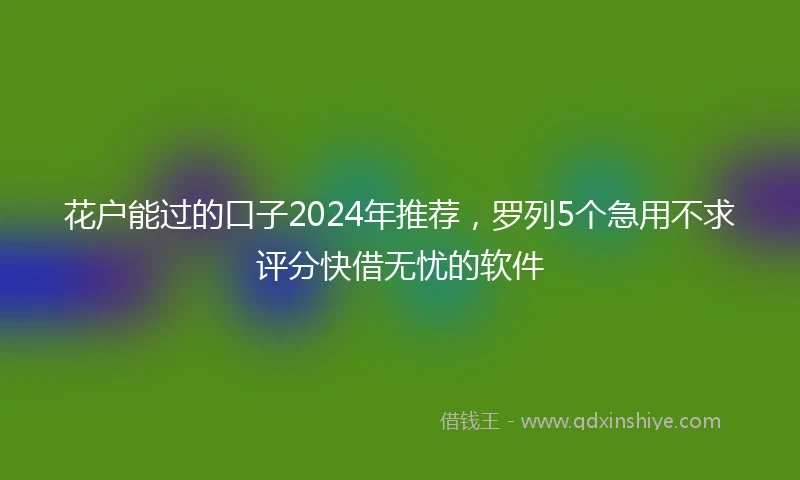 花户能过的口子2024年推荐，罗列5个急用不求评分快借无忧的软件