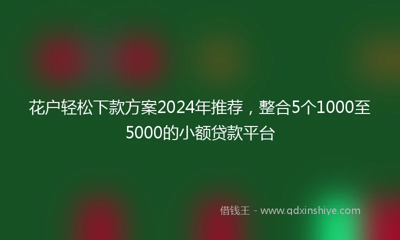 花户轻松下款方案2024年推荐，整合5个1000至5000的小额贷款平台