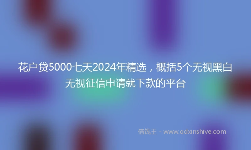 花户贷5000七天2024年精选，概括5个无视黑白无视征信申请就下款的平台