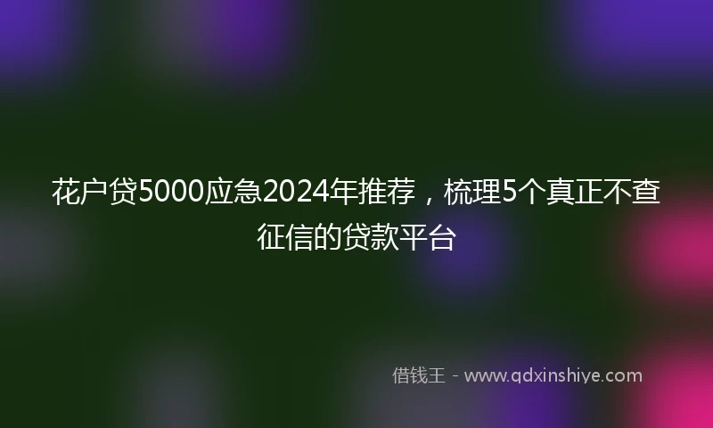 花户贷5000应急2024年推荐，梳理5个真正不查征信的贷款平台