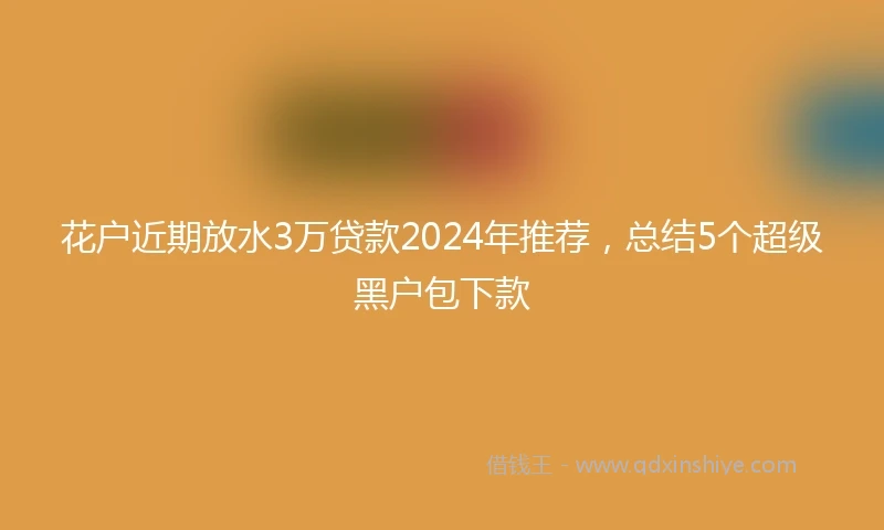 花户近期放水3万贷款2024年推荐，总结5个超级黑户包下款