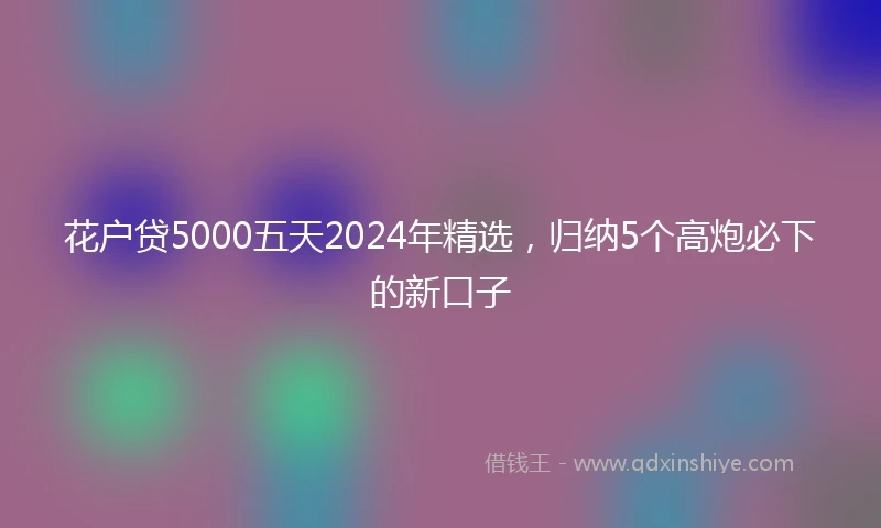 花户贷5000五天2024年精选，归纳5个高炮必下的新口子