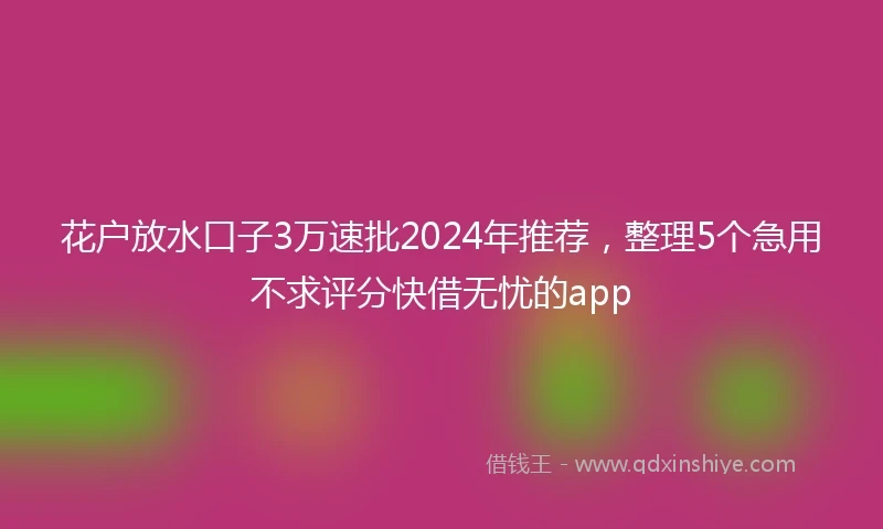 花户放水口子3万速批2024年推荐，整理5个急用不求评分快借无忧的app