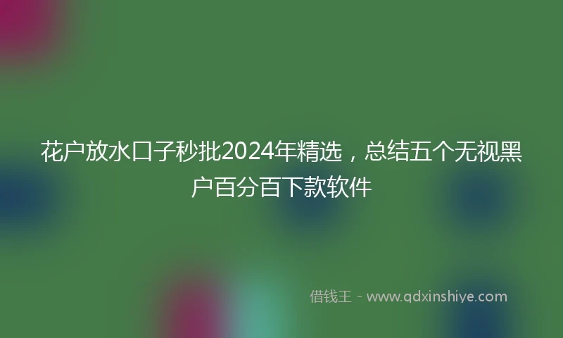 花户放水口子秒批2024年精选，总结五个无视黑户百分百下款软件