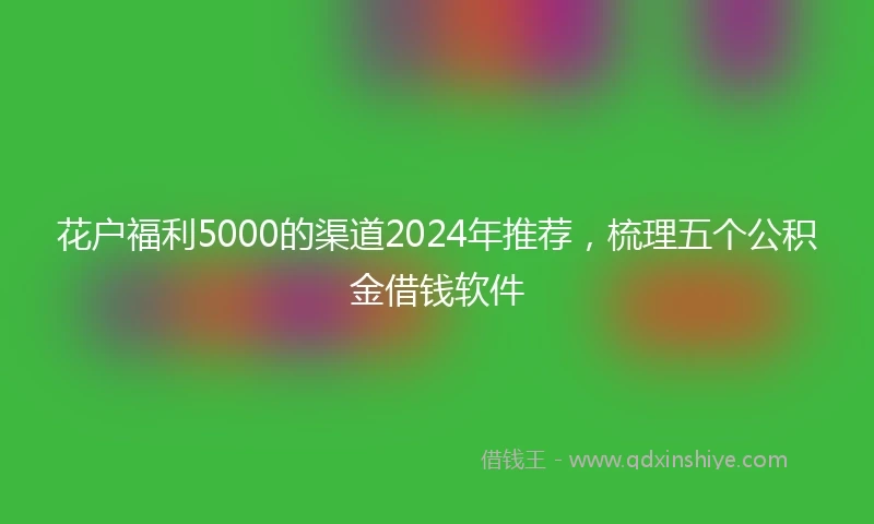 花户福利5000的渠道2024年推荐，梳理五个公积金借钱软件
