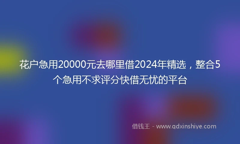 花户急用20000元去哪里借2024年精选,整合5个急用不求评分快借无忧的平台