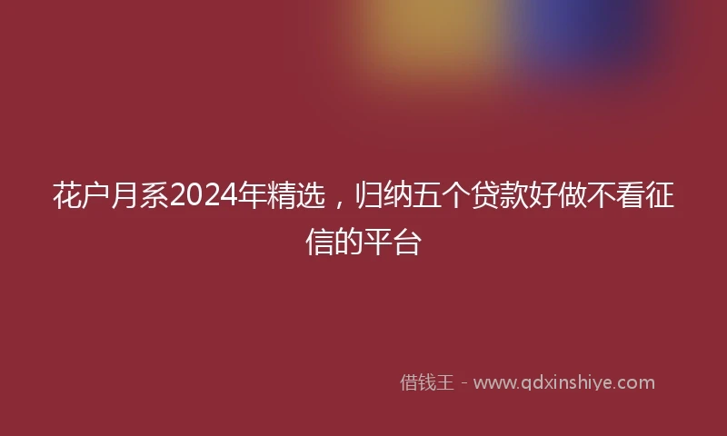 花户月系2024年精选，归纳五个贷款好做不看征信的平台