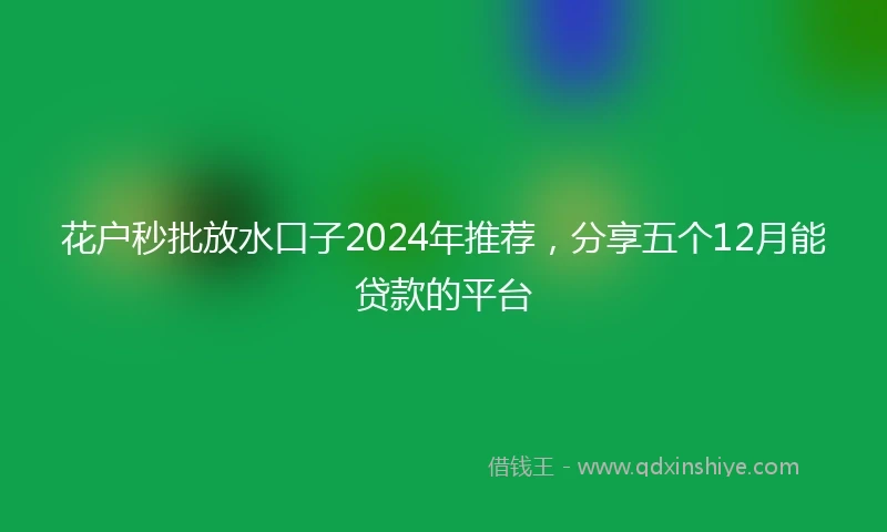 花户秒批放水口子2024年推荐，分享五个12月能贷款的平台