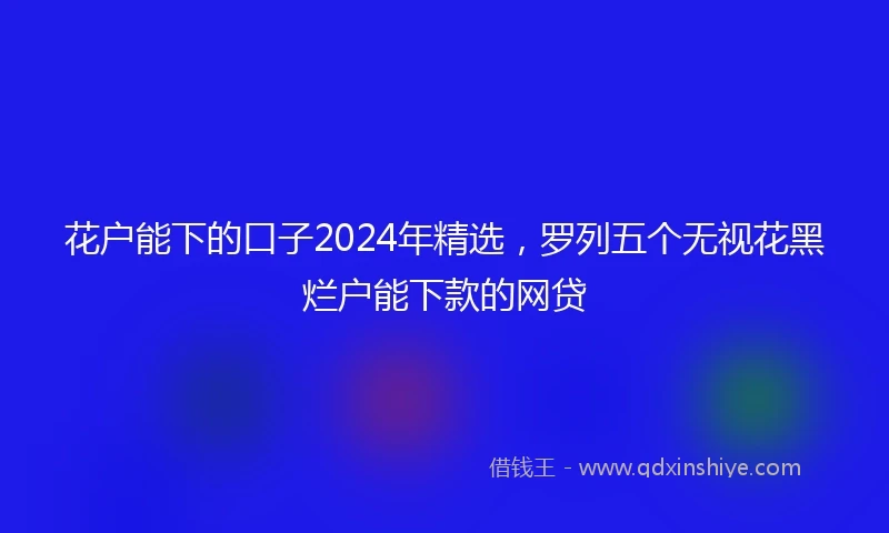花户能下的口子2024年精选，罗列五个无视花黑烂户能下款的网贷