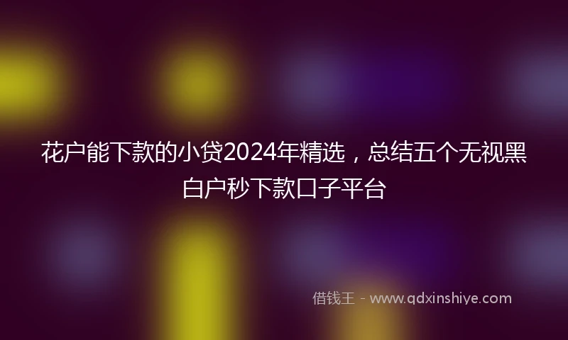 花户能下款的小贷2024年精选，总结五个无视黑白户秒下款口子平台