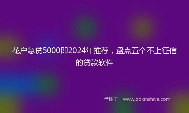 花户急贷5000即2024年推荐，盘点五个不上征信的贷款软件