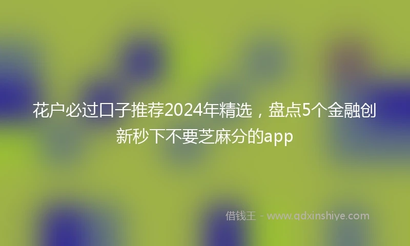 花户必过口子推荐2024年精选，盘点5个金融创新秒下不要芝麻分的app