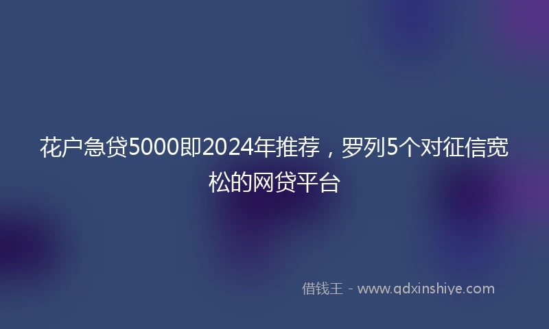 花户急贷5000即2024年推荐，罗列5个对征信宽松的网贷平台