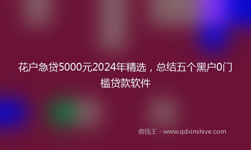 花户急贷5000元2024年精选，总结五个黑户0门槛贷款软件
