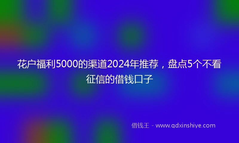 花户福利5000的渠道2024年推荐，盘点5个不看征信的借钱口子