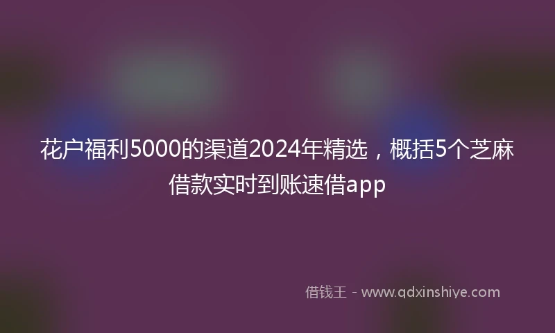 花户福利5000的渠道2024年精选，概括5个芝麻借款实时到账速借app