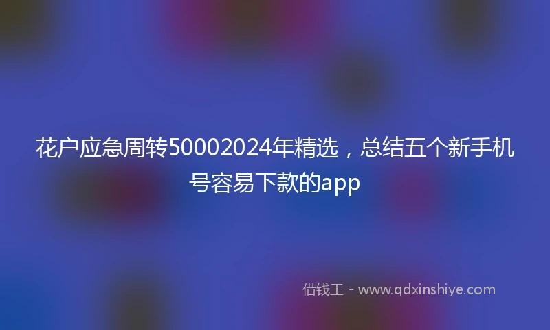 花户应急周转50002024年精选，总结五个新手机号容易下款的app