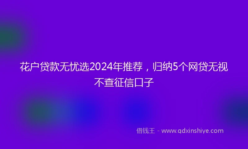 花户贷款无忧选2024年推荐，归纳5个网贷无视不查征信口子