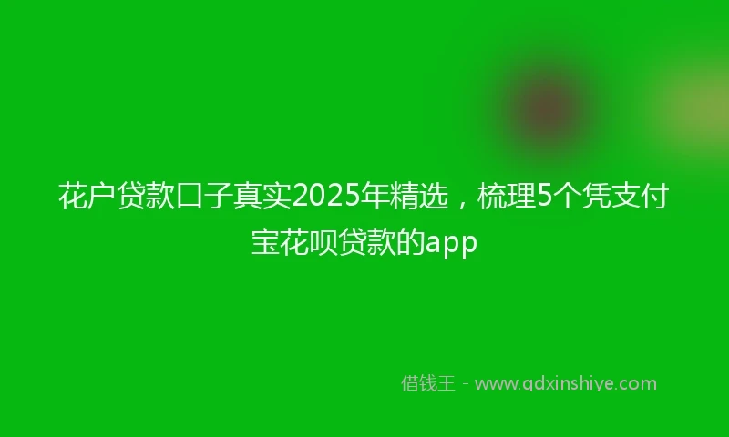 花户贷款口子真实2025年精选，梳理5个凭支付宝花呗贷款的app