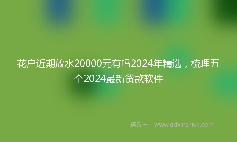 花户近期放水20000元有吗2024年精选，梳理五个2024最新贷款软件