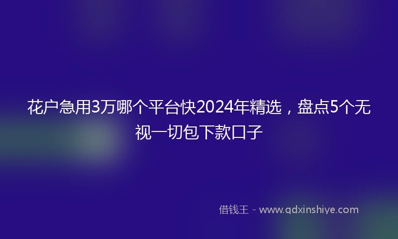 花户急用3万哪个平台快2024年精选，盘点5个无视一切包下款口子