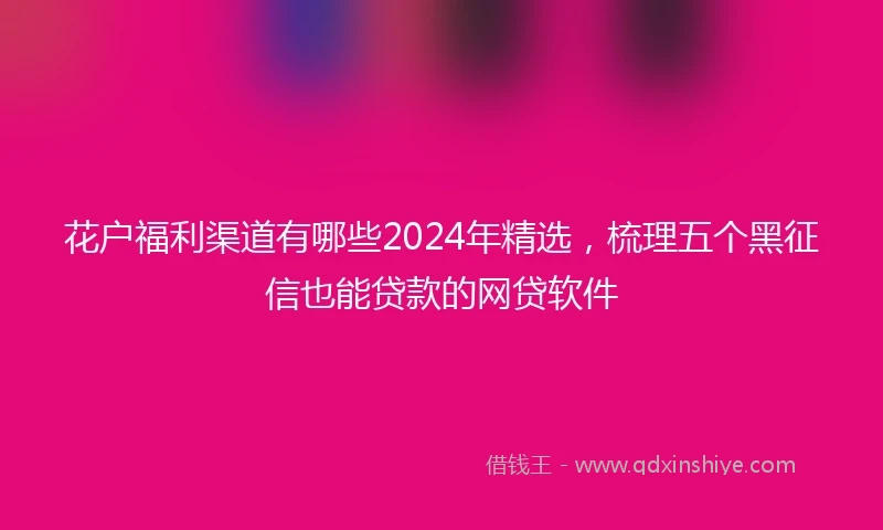 花户福利渠道有哪些2024年精选，梳理五个黑征信也能贷款的网贷软件
