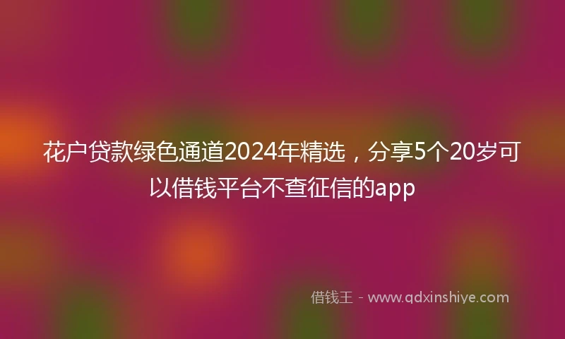 花户贷款绿色通道2024年精选，分享5个20岁可以借钱平台不查征信的app