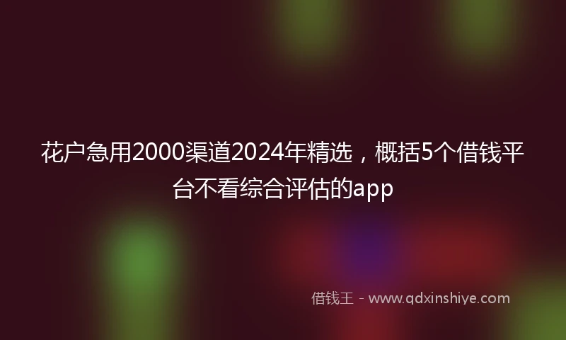 花户急用2000渠道2024年精选,概括5个借钱平台不看综合评估的app