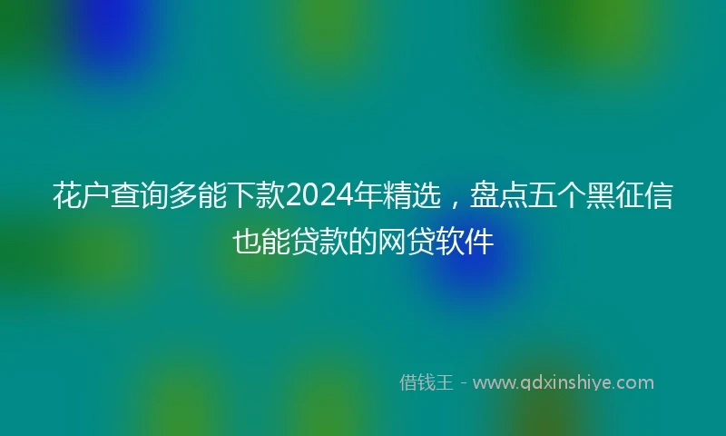 花户查询多能下款2024年精选，盘点五个黑征信也能贷款的网贷软件