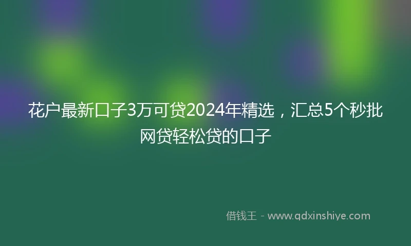 花户最新口子3万可贷2024年精选，汇总5个秒批网贷轻松贷的口子
