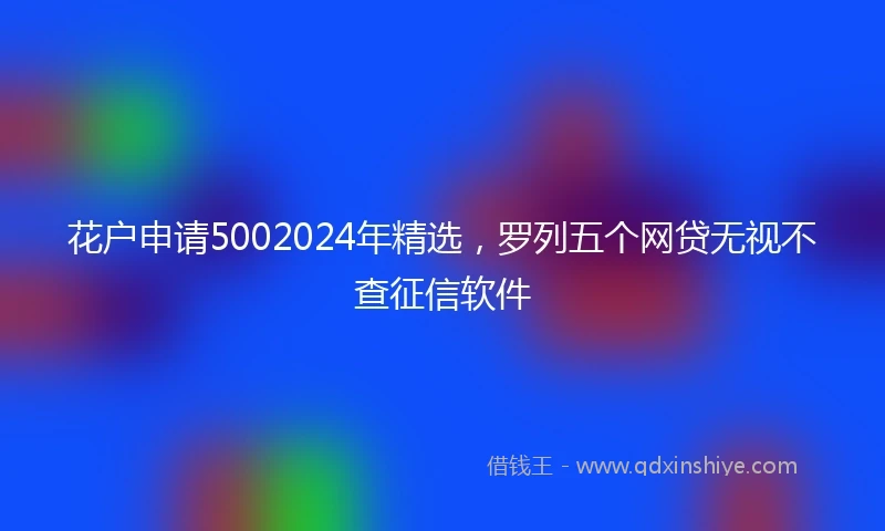 花户申请5002024年精选，罗列五个网贷无视不查征信软件
