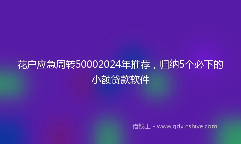 花户应急周转50002024年推荐，归纳5个必下的小额贷款软件